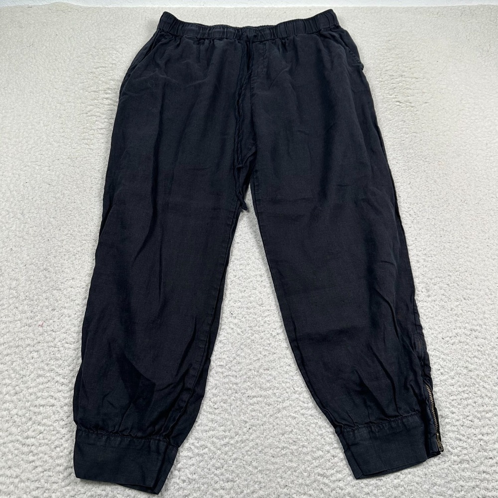 Johnny Was Linen Pants Womens Large Jogger Drawstring Boho‎ Lagenlook Black